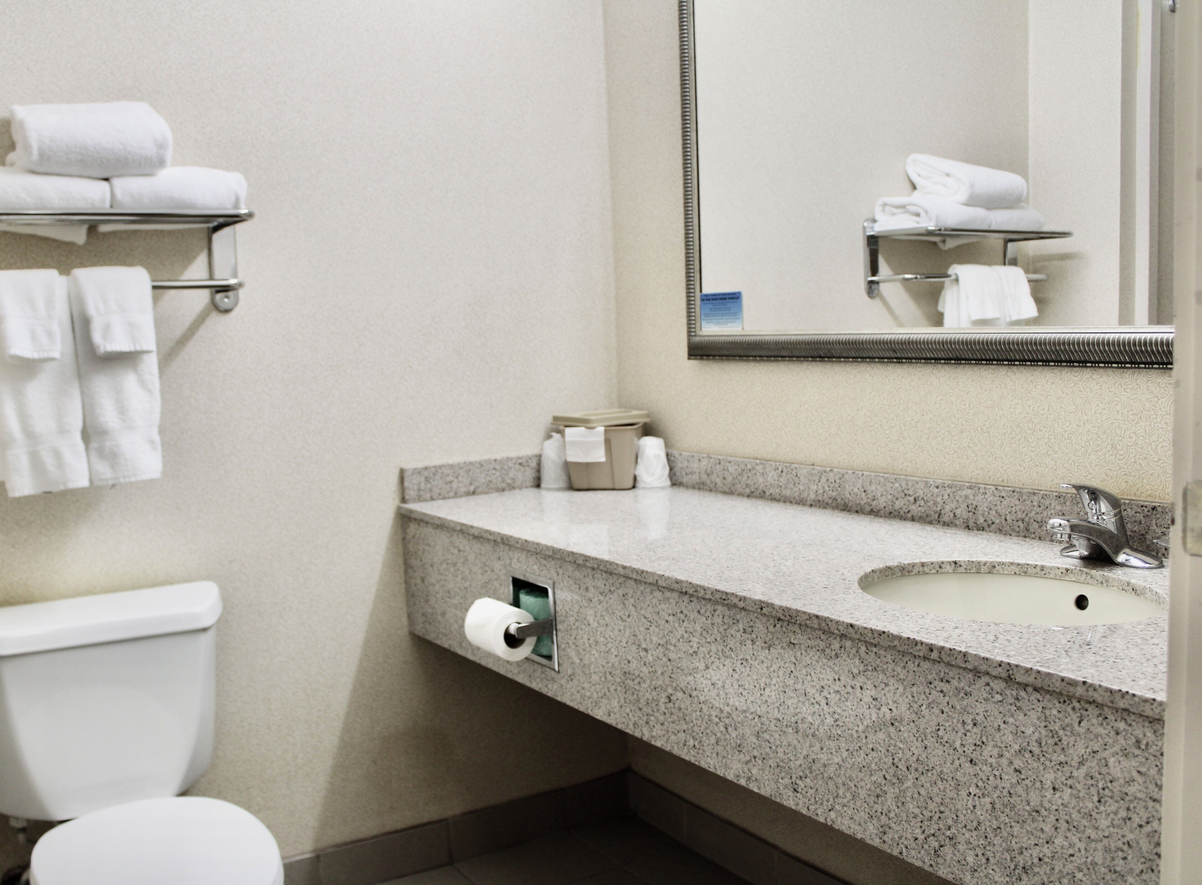 free toiletries, hair dryer, towels, soap