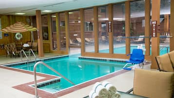 Indoor pool, outdoor pool, open 8:00 AM to 10:00 PM, pool umbrellas