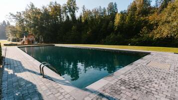 Indoor pool, seasonal outdoor pool, open 10 AM to 7:00 PM, pool loungers