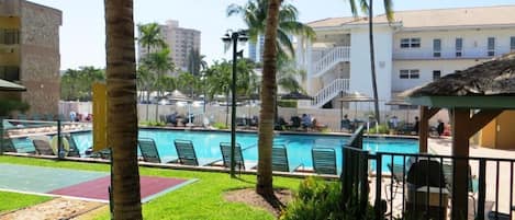 Outdoor pool, pool loungers