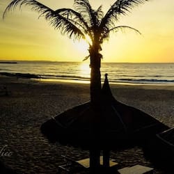On the beach, sun-loungers, beach umbrellas