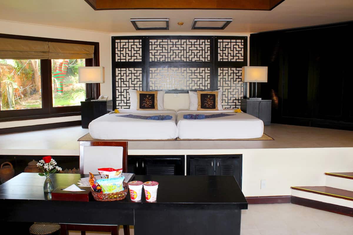 Bungalow Luxury, 2 letti singoli, vista giardino | 1 camera, biancheria da letto di alta qualità, materassi a doppio strato