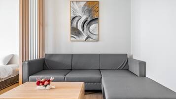 Deluxe-værelse til 4 personer | Dundyner, individuelt design, individuel indretning, skrivebord