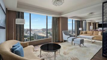 Presidential Suite, 1 King Bed, Non Smoking | Living room | 32-inch LCD TV with cable channels, TV, DVD player