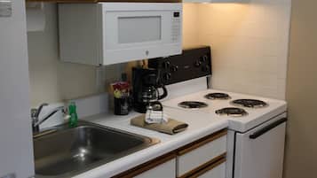 Full-sized fridge, microwave, oven, stovetop