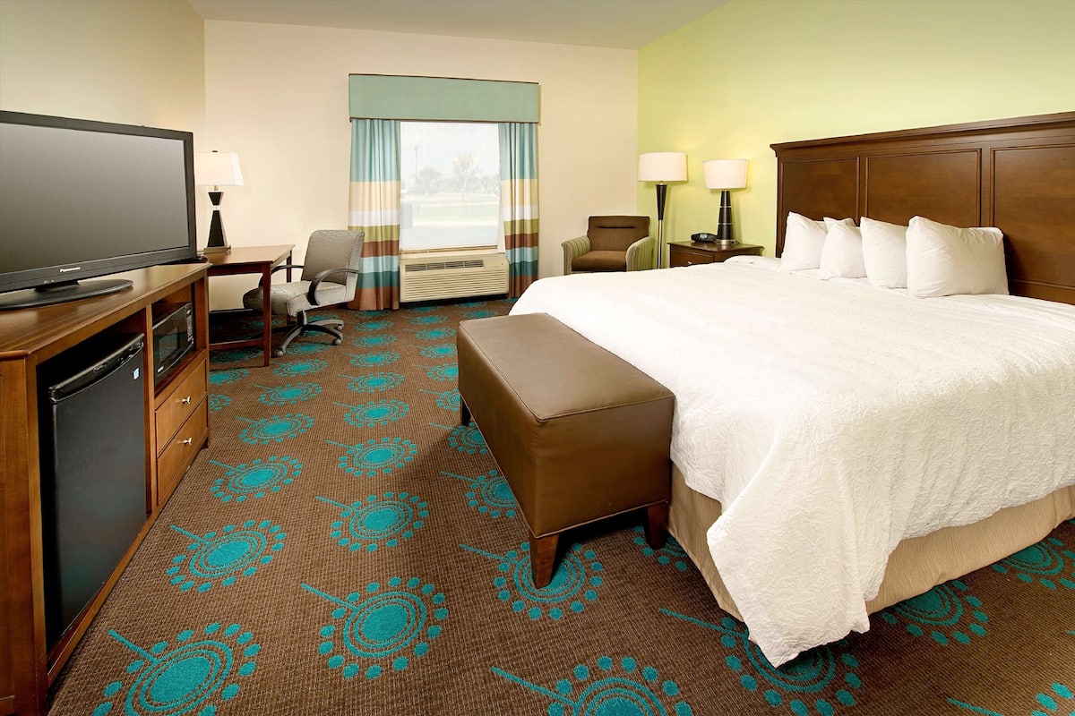 Room, 1 King Bed, Accessible, Non Smoking (Roll-in Shower) | In-room safe, desk, blackout drapes, iron/ironing board