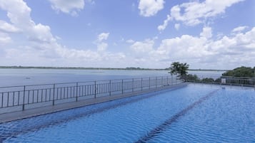 Indoor pool, outdoor pool, sun loungers