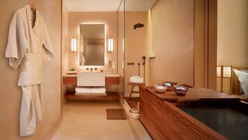 Ryokan Suite | Bathroom | Designer toiletries, hair dryer, bathrobes, slippers
