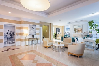 Sitting area in hotel lobby at Pestana South Beach Art Deco Miami