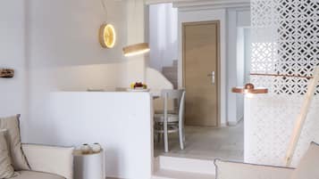 Villa Sea View & Pool View | Living room | 32-inch LCD TV with satellite channels, TV