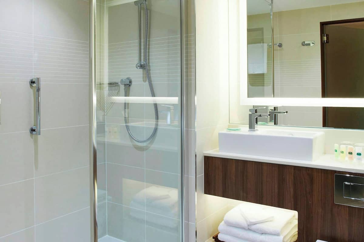 room, 1 king bed | bathroom | shower, hydromassage showerhead, free toiletries, hair dryer