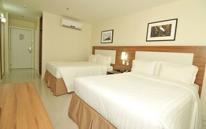 Standard Room, 2 Double Beds | In-room safe, desk, soundproofing, iron/ironing board