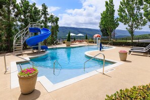 Indoor pool, seasonal outdoor pool, pool umbrellas