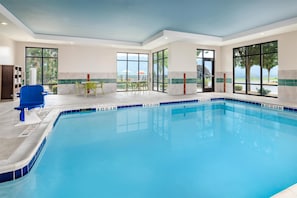 Indoor pool, seasonal outdoor pool, pool umbrellas