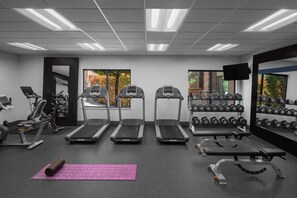 A gym with treadmills, dumbbells, and exercise mats. - Hampton Inn & Suites Springdale/Zion National Park (Springdale)