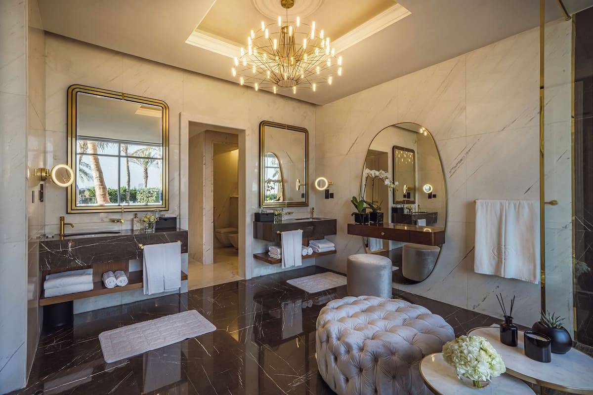 deluxe villa, 4 bedrooms, private pool, beachside (riviera) | bathroom | separate bathtub and shower, rainfall showerhead