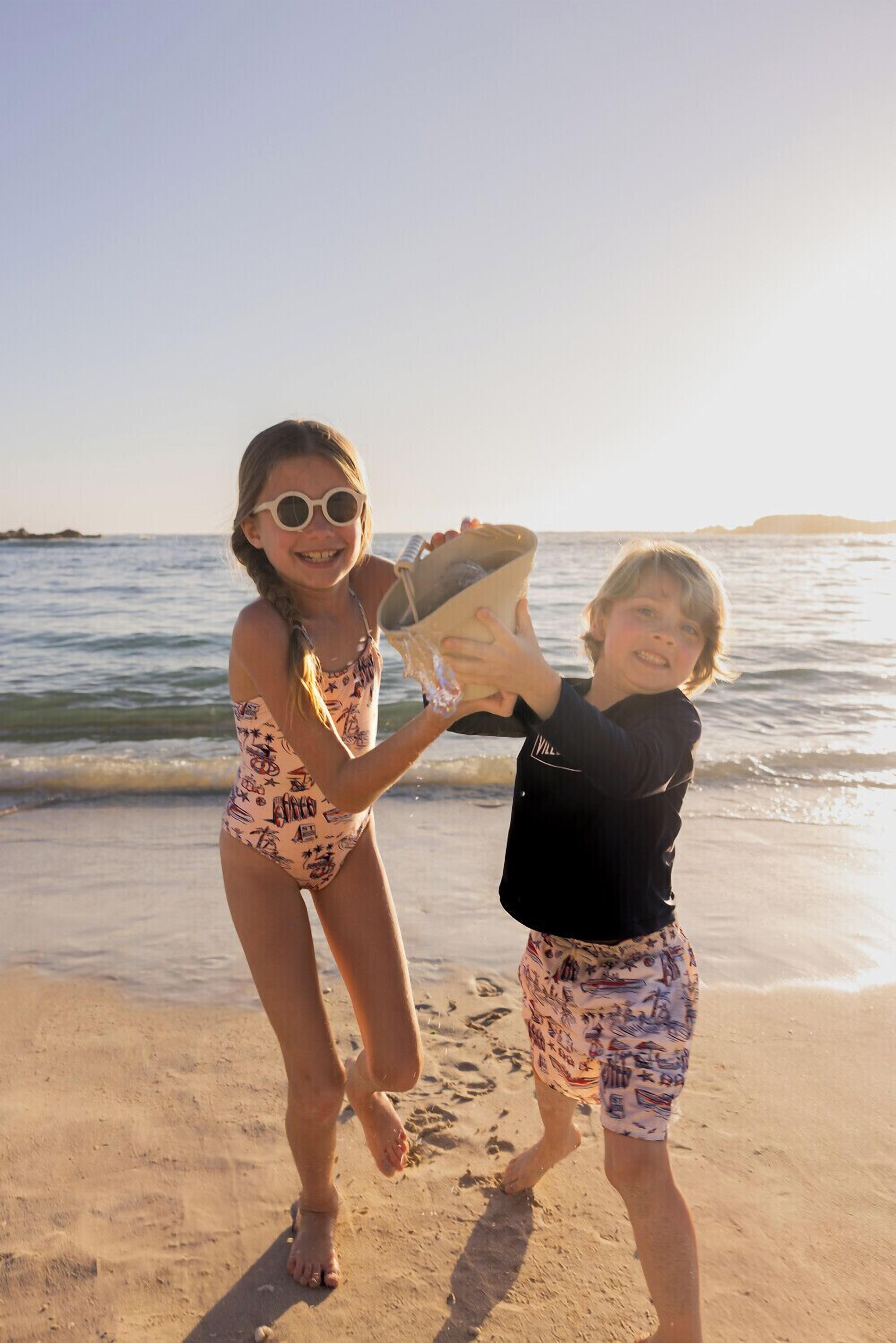 On the beach, beach towels, snorkeling, surfing