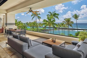 Premier Room, 4 Bedrooms, Lanai | Living room | 50-inch LCD TV with cable channels, TV