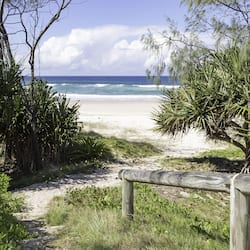 On the beach, white sand