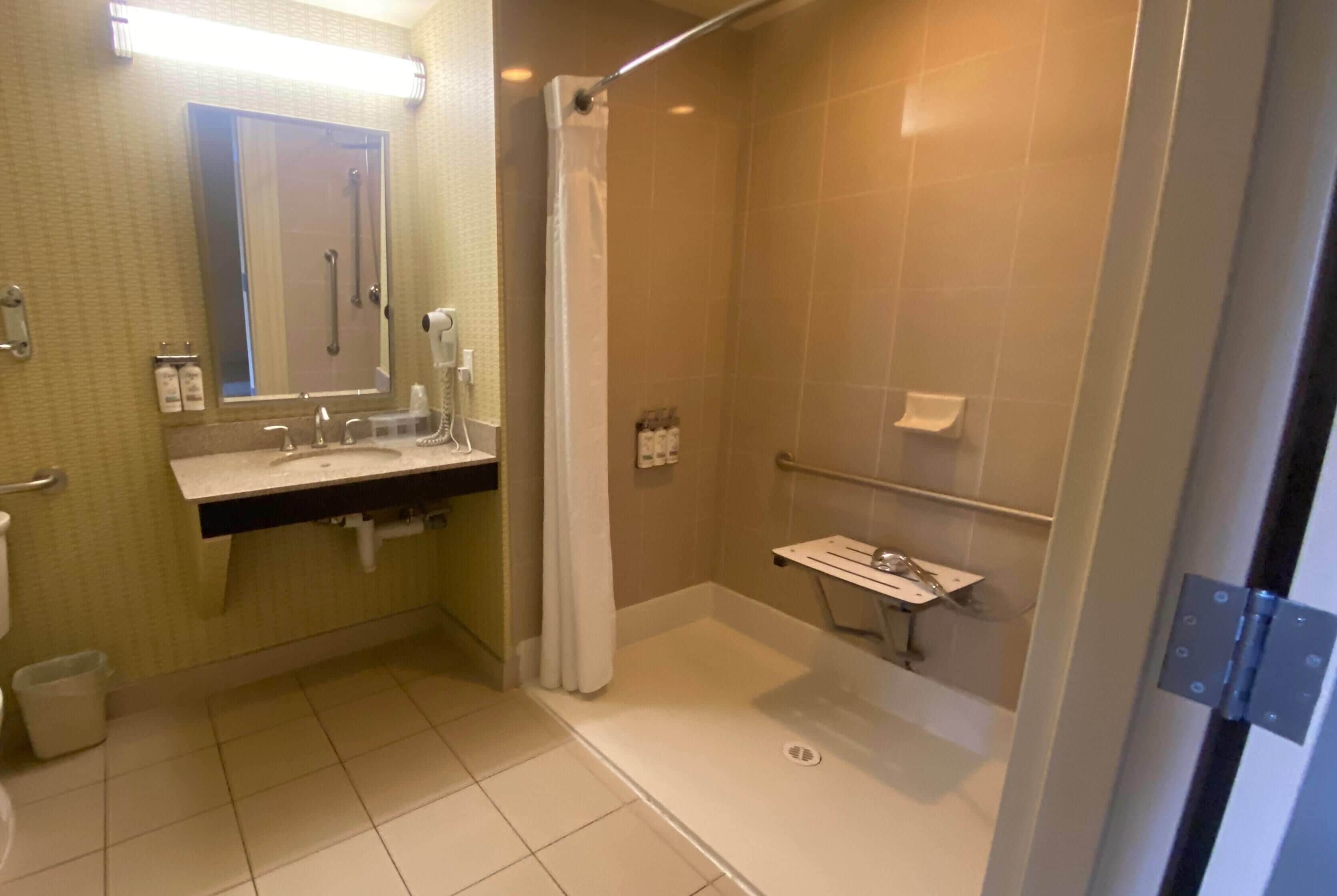 room, 1 king bed, accessible, non smoking (mobility/hearing, roll-in shower) | accessible bathroom