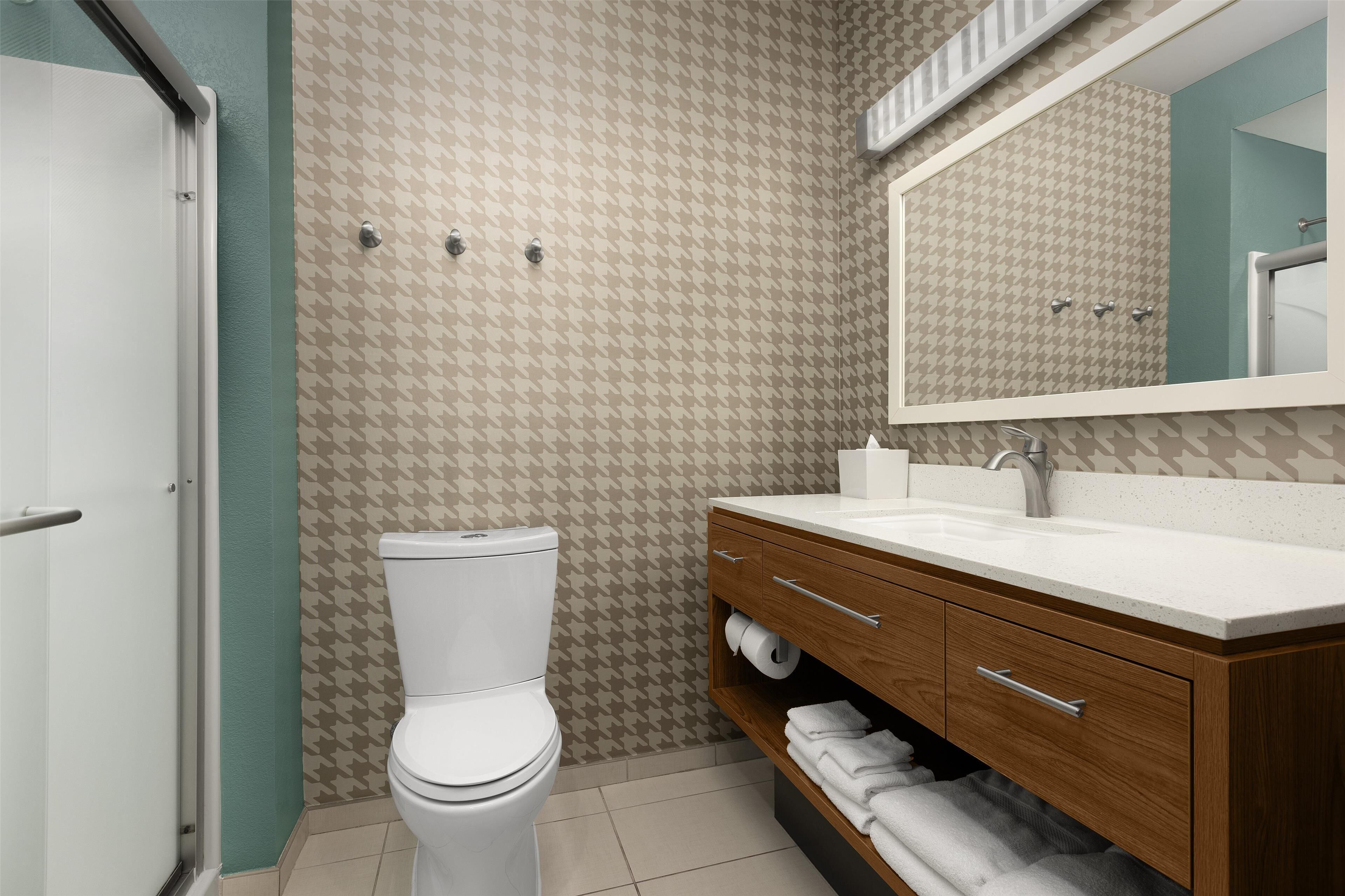 free toiletries, hair dryer, towels