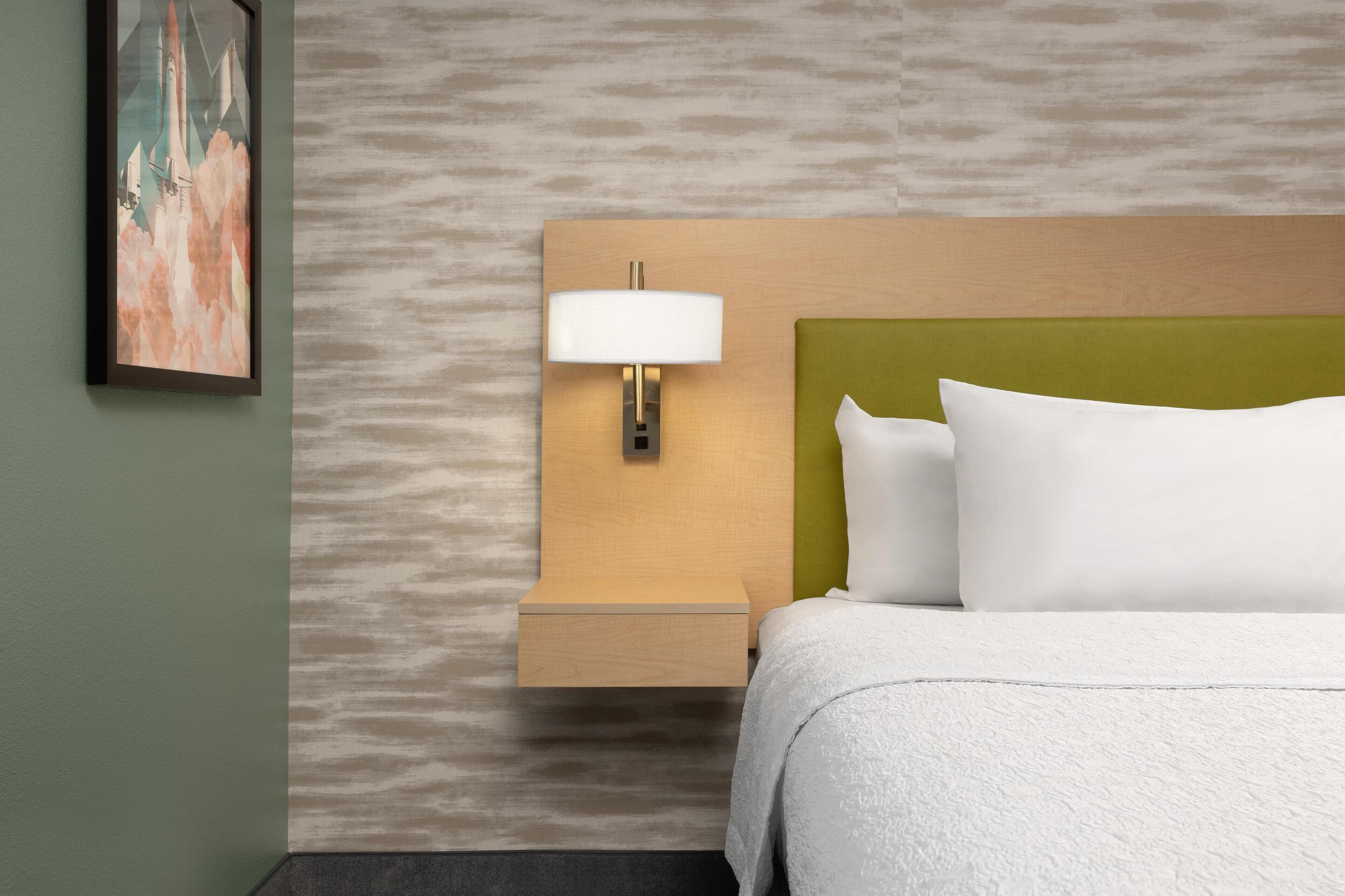 1 bedroom, hypo-allergenic bedding, laptop workspace, blackout curtains