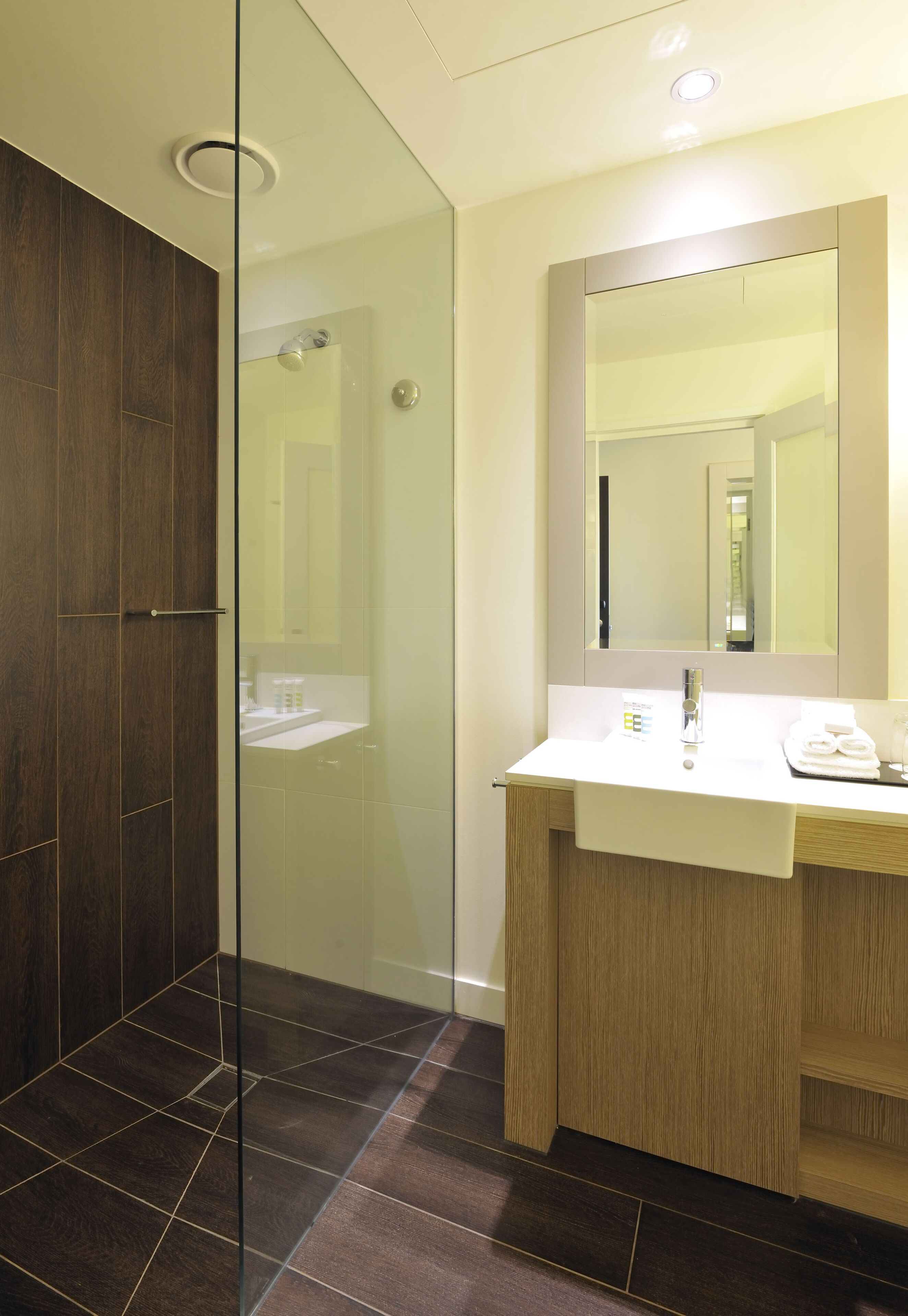 shower, eco-friendly toiletries, hair dryer, towels