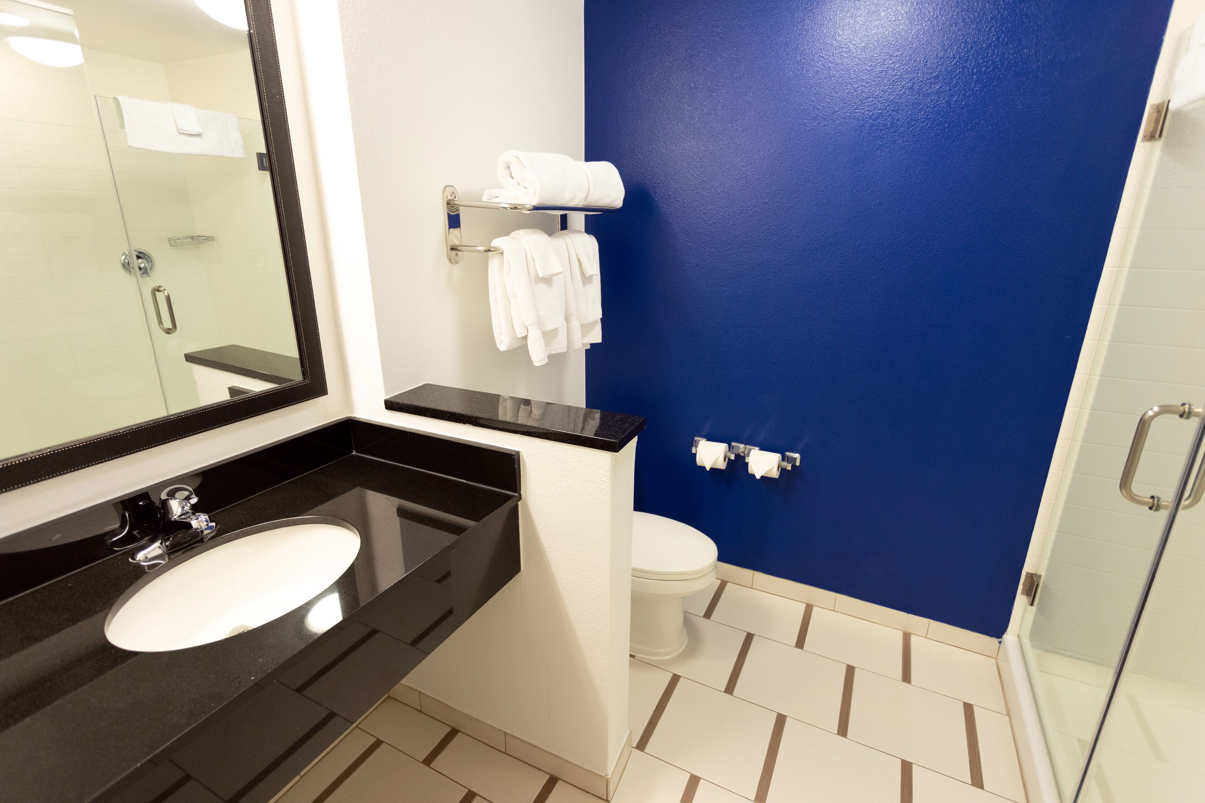 free toiletries, hair dryer, towels