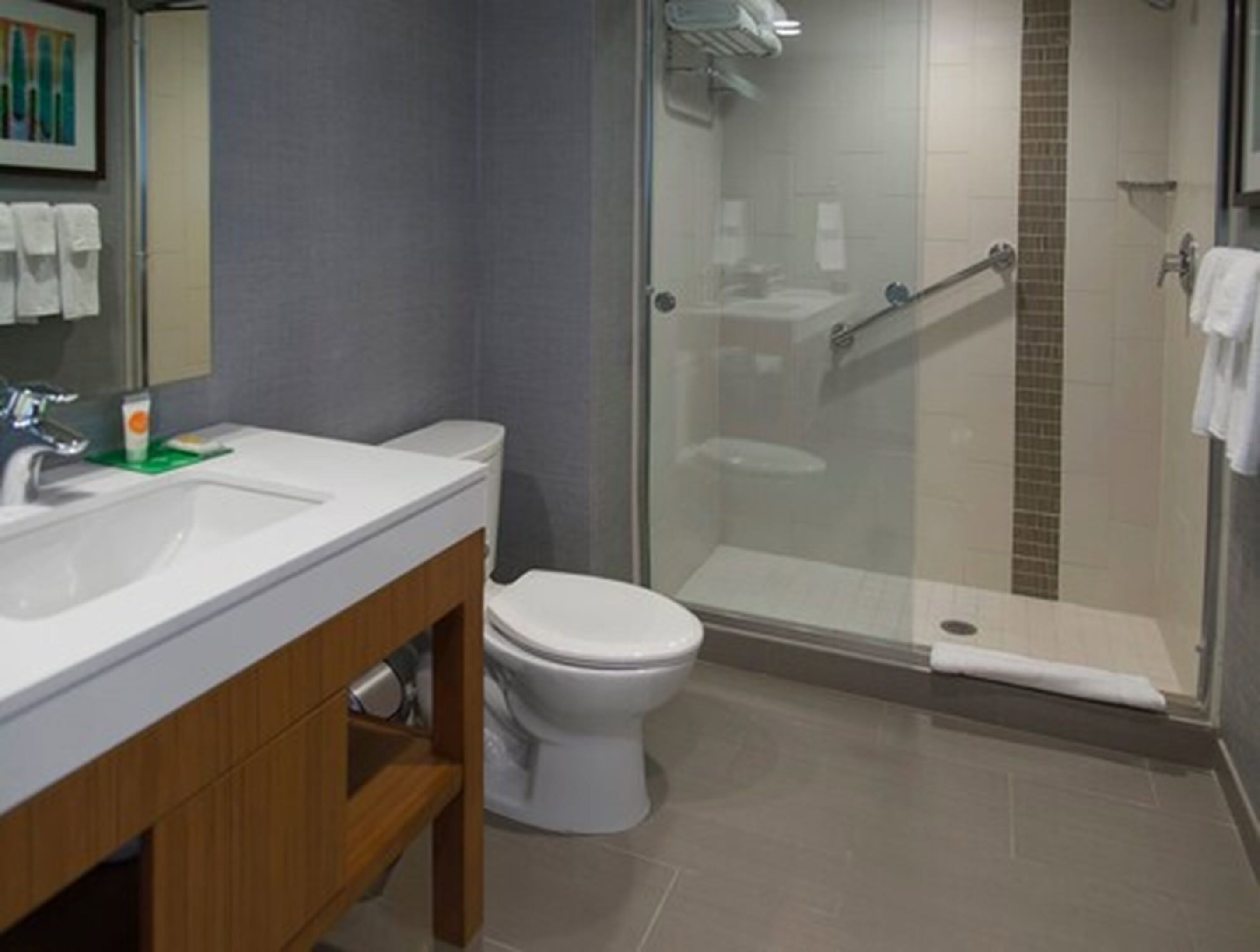 standard room, 1 king bed | bathroom | shower, free toiletries, hair dryer, towels