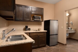 Fridge, microwave, coffee/tea maker