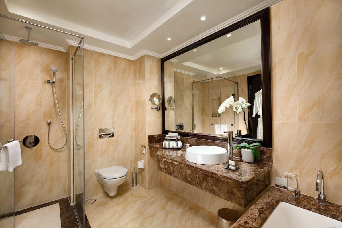 free toiletries, hair dryer, bathrobes, slippers