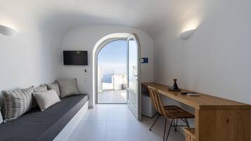 Suite Exclusive, 1 très grand lit et 1 canapé-lit, bain à remous, vue mer | Literie de qualité supérieure, minibar, bureau, rideaux occultants
