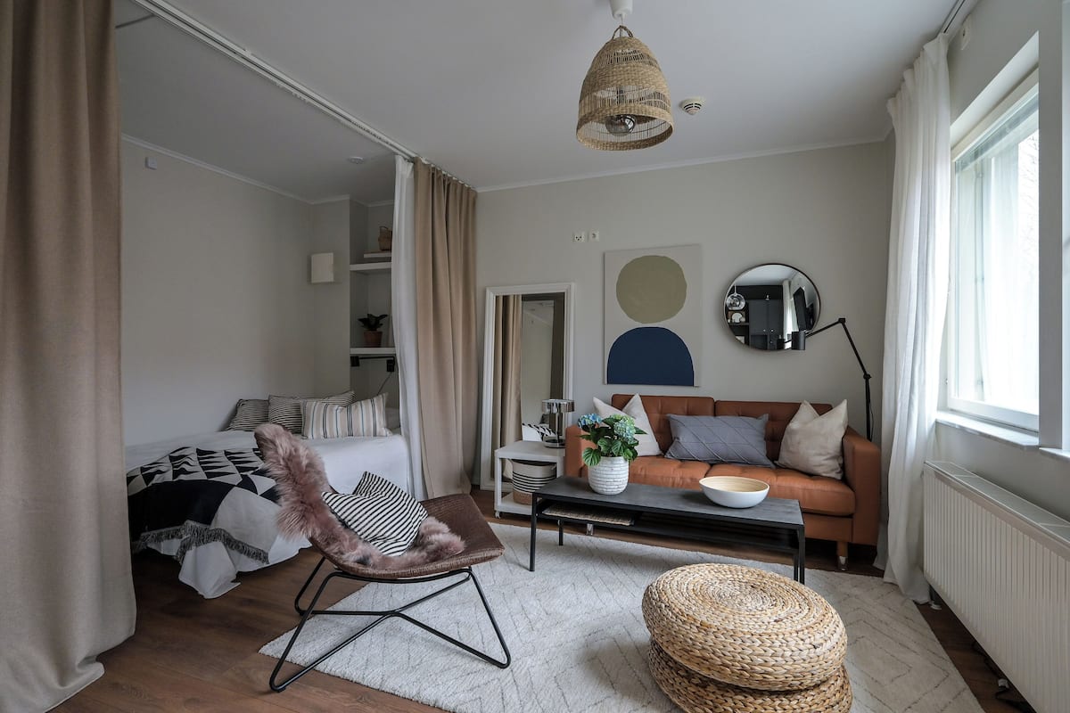 Apartment | Living area | 24-inch flat-screen TV with digital channels, TV