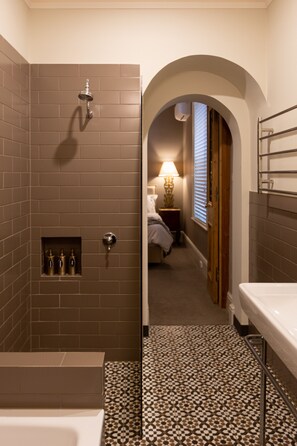 Salamanca Suite | Bathroom | Hair dryer, bathrobes, towels, soap - The Rivulet (Sandy Bay)