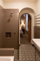 Salamanca Suite | Bathroom | Hair dryer, bathrobes, towels, soap