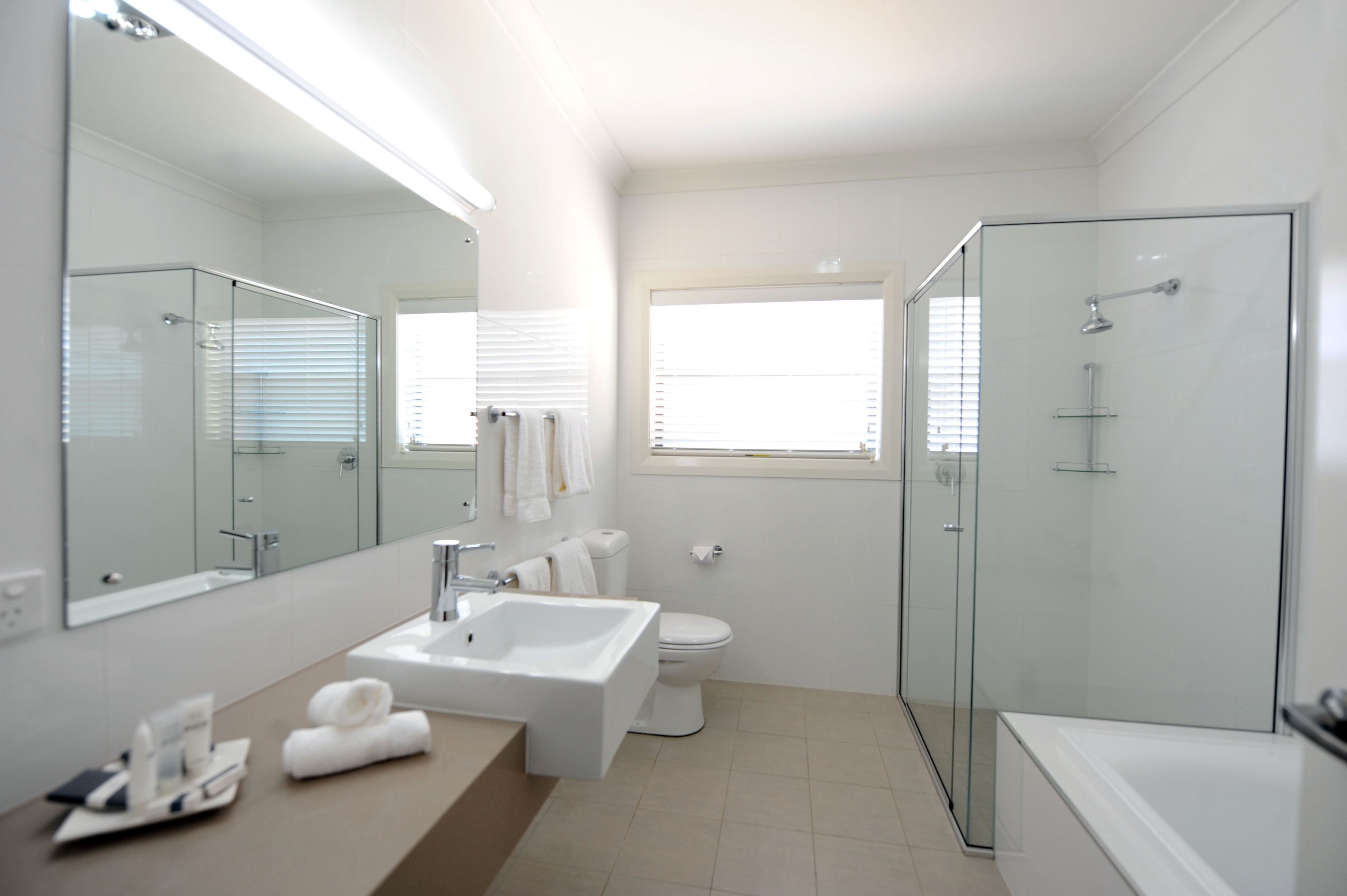 free toiletries, hair dryer, towels