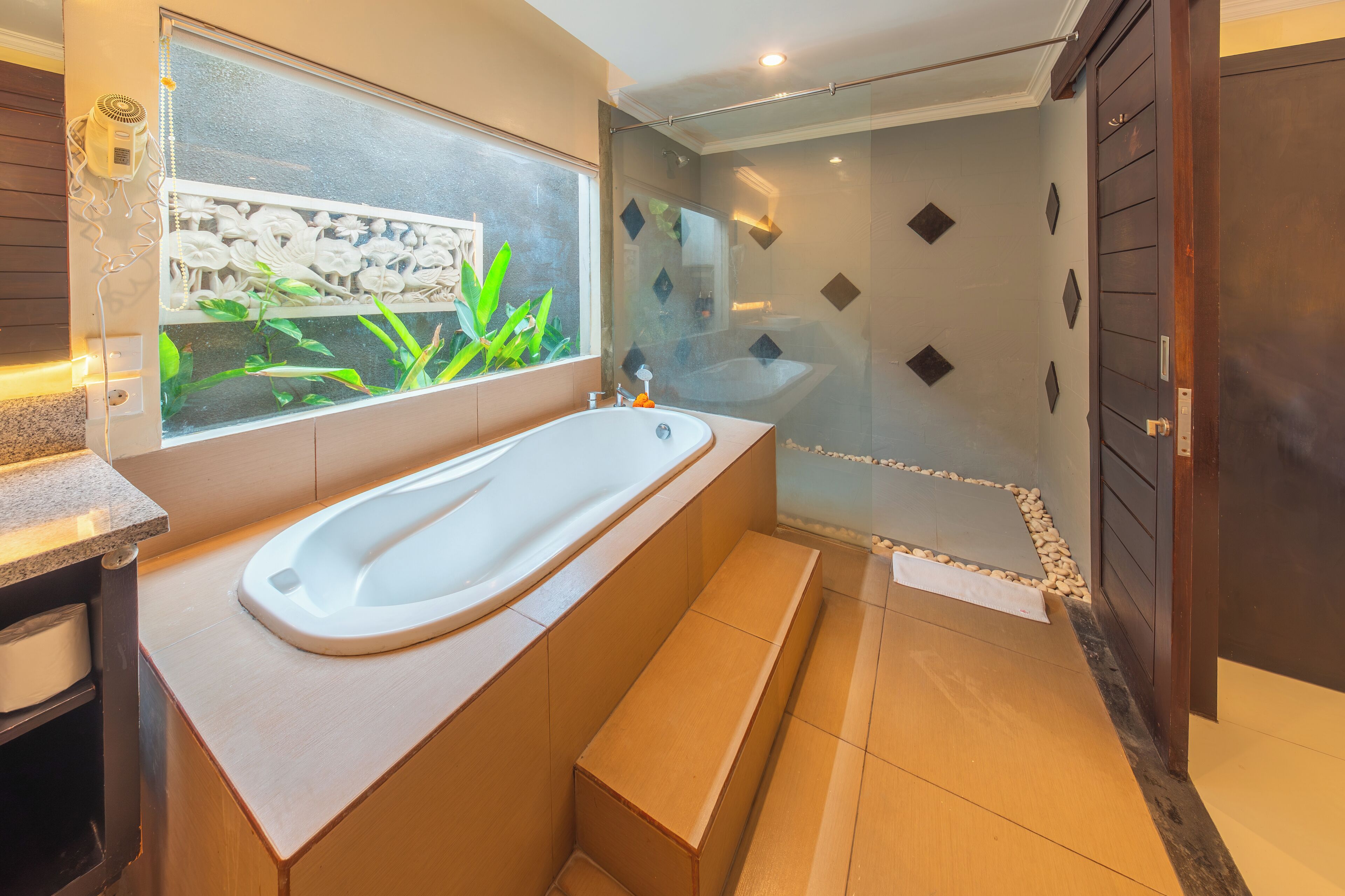 Villa, 1 Bedroom, Private Pool | Bathroom | Separate tub and shower, deep soaking tub, rainfall showerhead