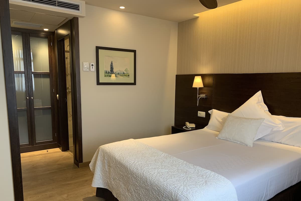 Chambre double pour 1 personne | Coffre-fort, bureau, accĂšs au Wi-Fi (inclus), literie fournie