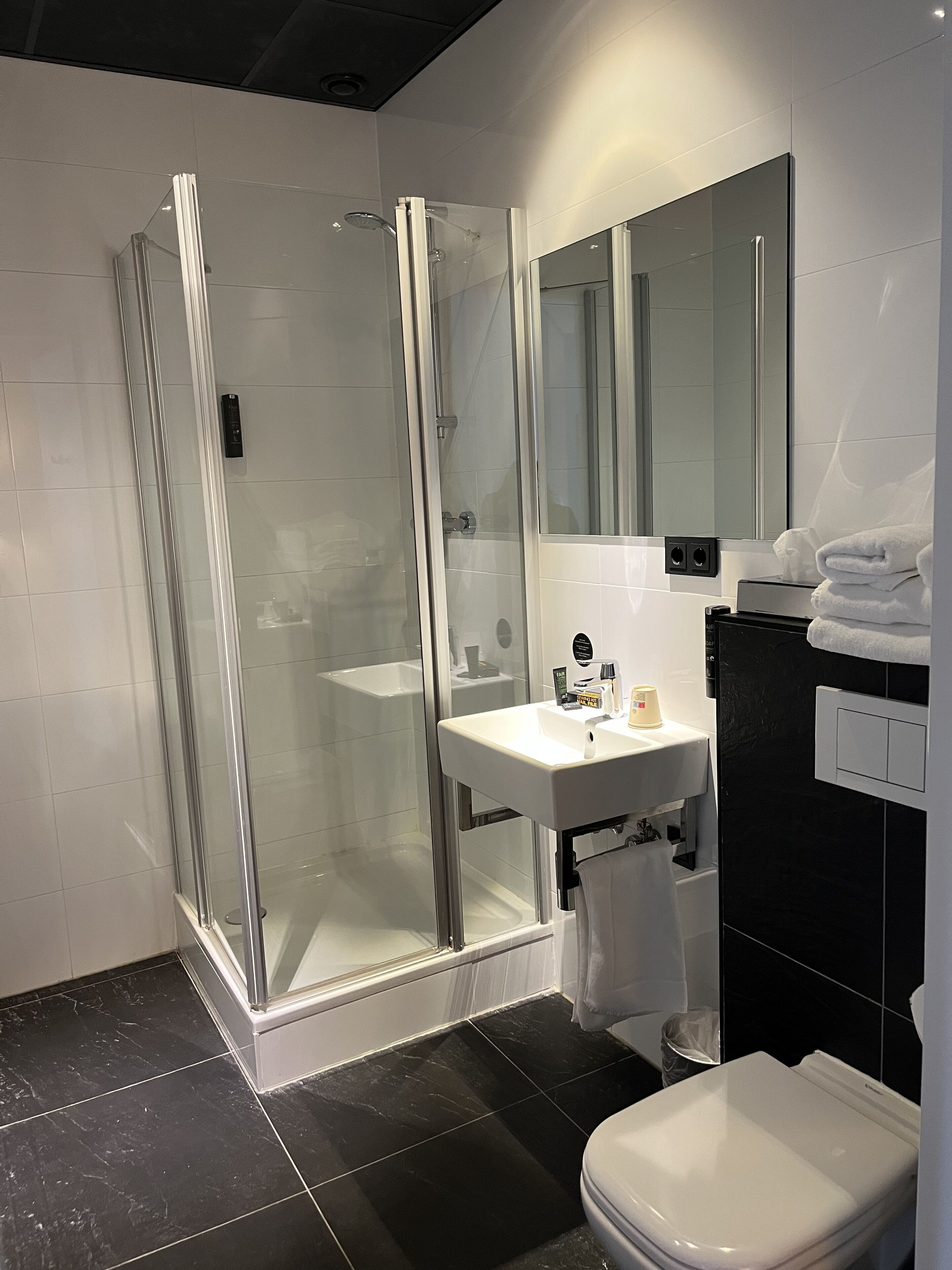 executive double room | bathroom | shower, free toiletries, hair dryer, towels