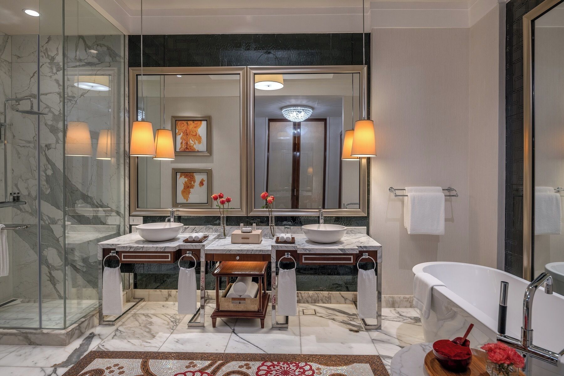 prestige suite bay | bathroom | separate bathtub and shower, rainfall showerhead, free toiletries