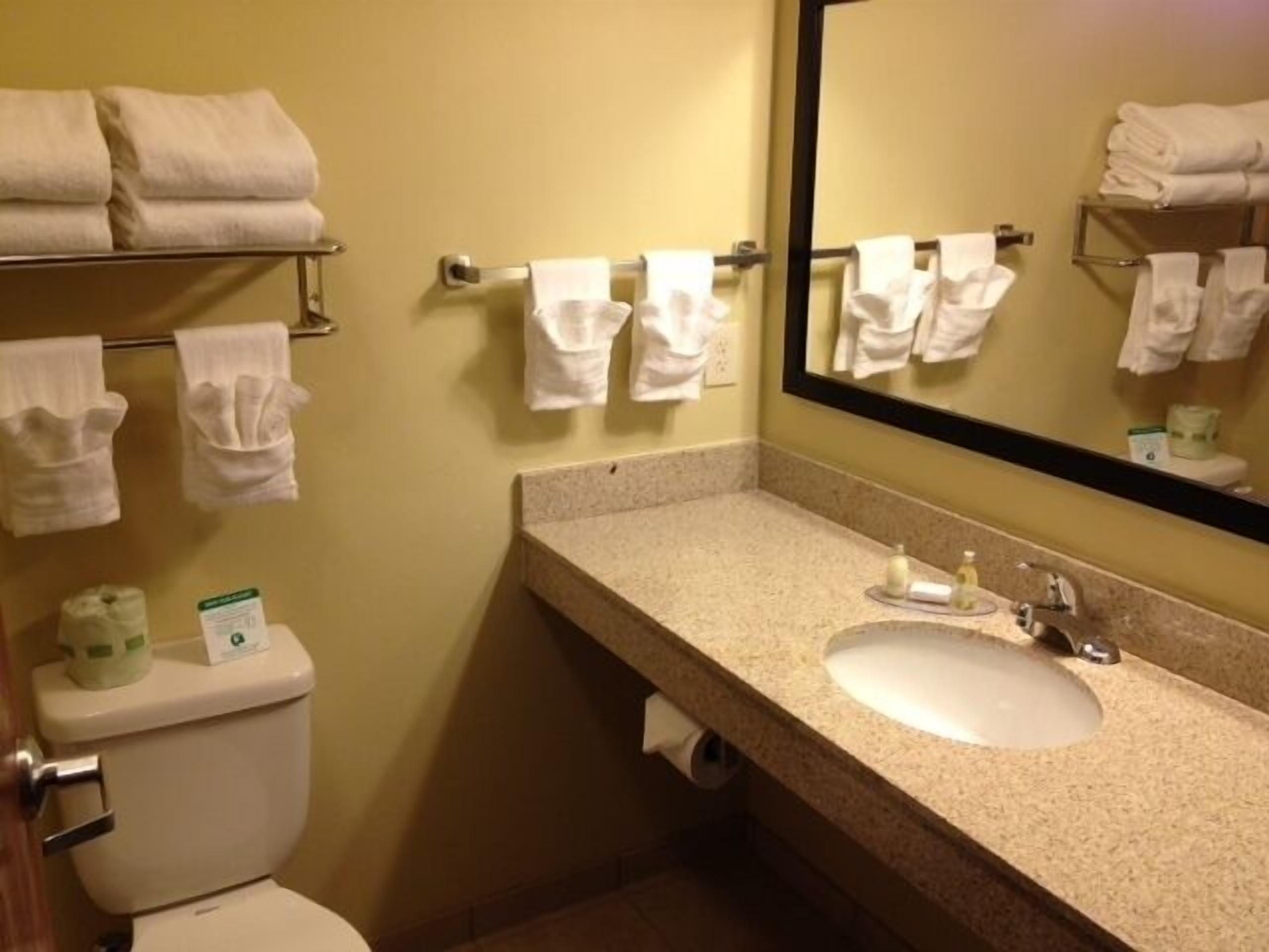 free toiletries, hair dryer, towels