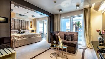 Luxury Suite, 1 King Bed, Sauna, Sea View | Premium bedding, minibar, in-room safe, individually decorated