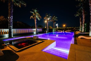 Indoor pool, seasonal outdoor pool, free pool cabanas, pool umbrellas