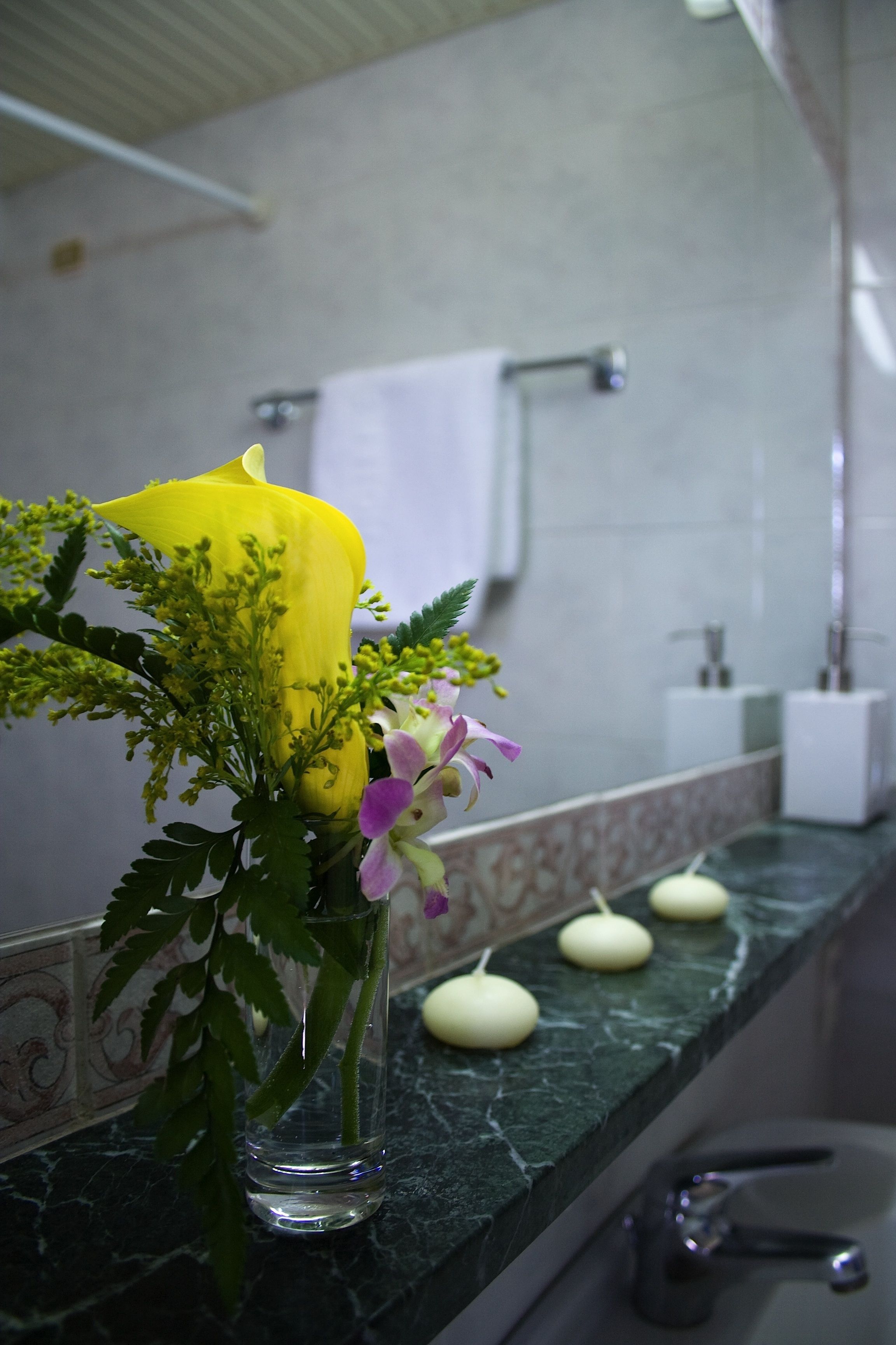 free toiletries, hair dryer, towels