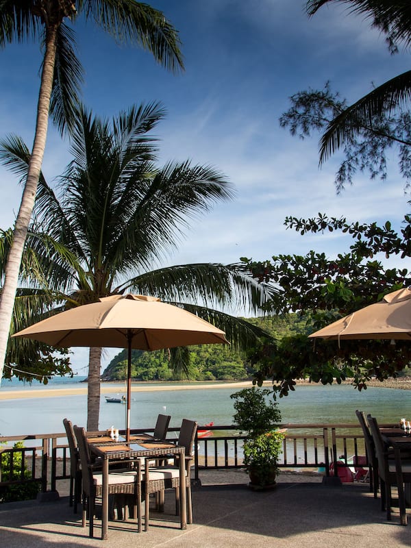 Breakfast, lunch, dinner served; sea views