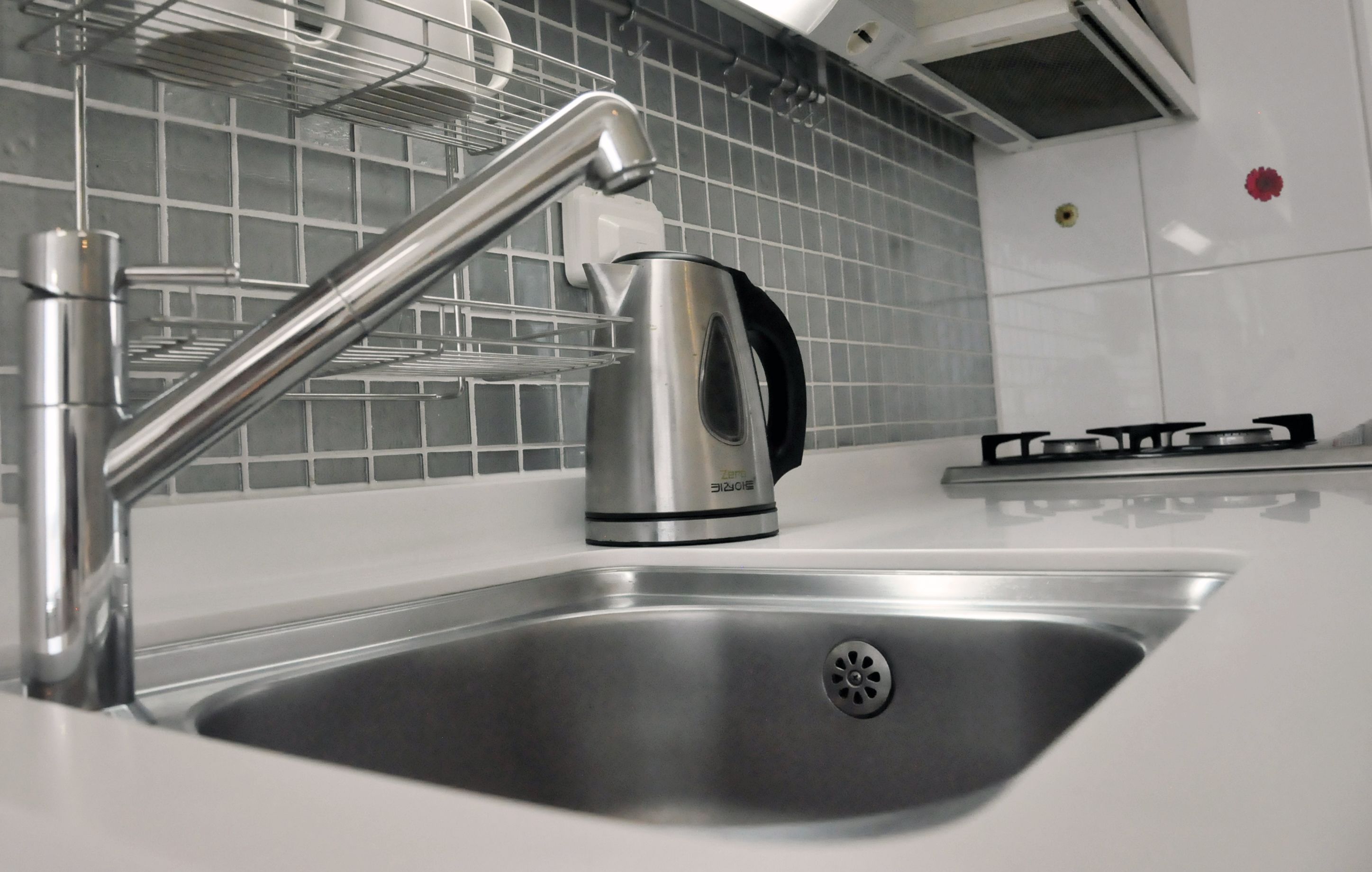 full-sized fridge, microwave