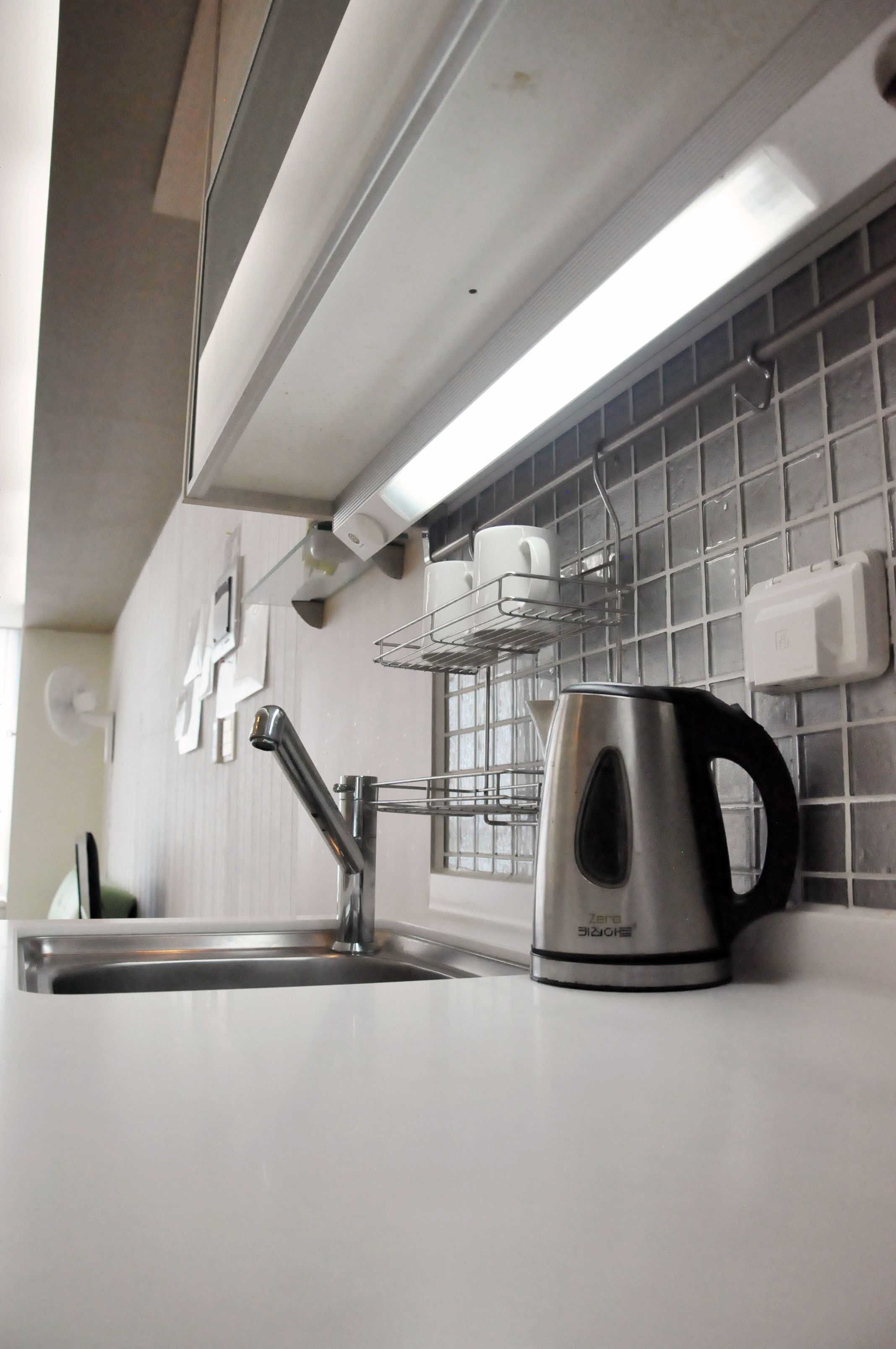 full-sized fridge, microwave