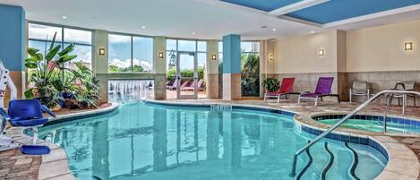 Indoor pool, outdoor pool, open 9:00 AM to 10:00 PM, pool umbrellas