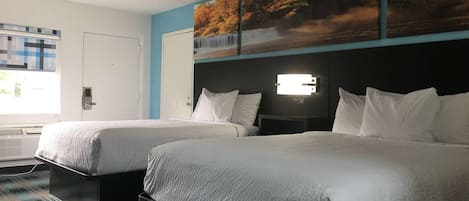 Room, 2 Queen Beds, Non Smoking (Second Floor) | Desk, laptop workspace, blackout drapes, iron/ironing board