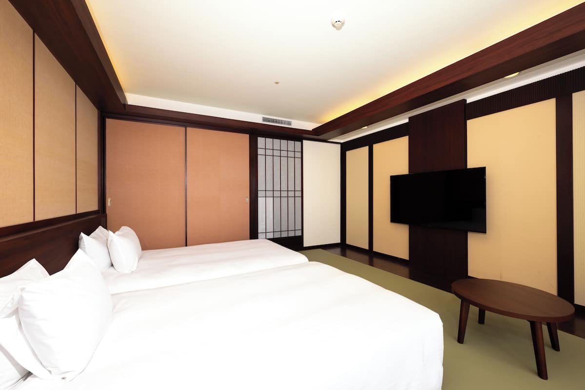 Klassieke kamer, 2 tweepersoonsbedden (Japanese) | Een kluis op de kamer, gratis wifi, beddengoed